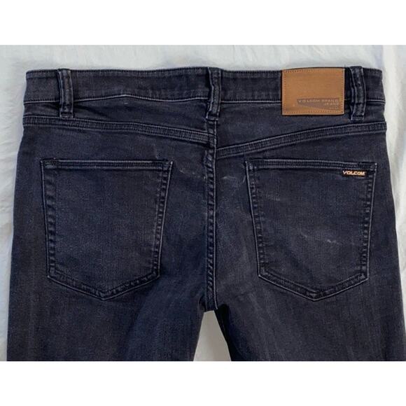 Volcom Vorta Slim Straight Stretch Denim Skate Jeans. Washed Black, Men's 34X32 - Picture 9 of 9